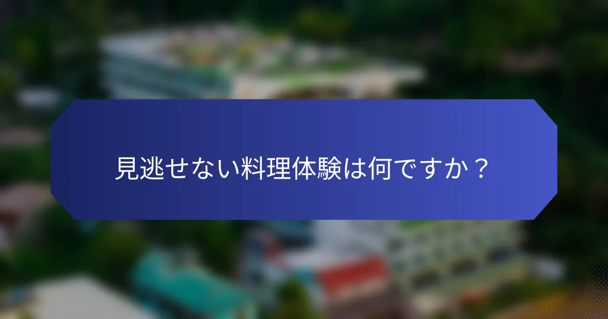 見逃せない料理体験は何ですか？